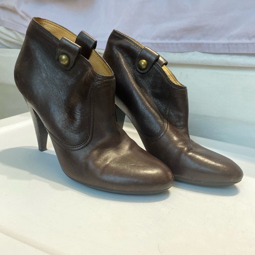 Coach Brown Ankle Booties with Polished Leather Finish